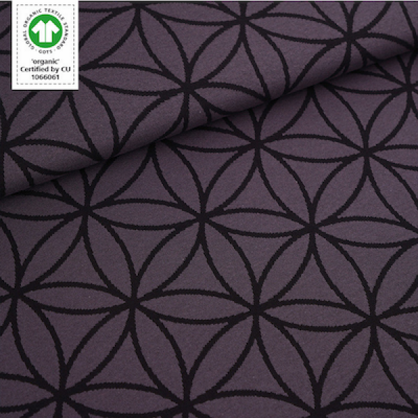 Bio-Jacquard Baumwolle Blume des Lebens schwarz (GOTS) - Stoffonkel | Meterware